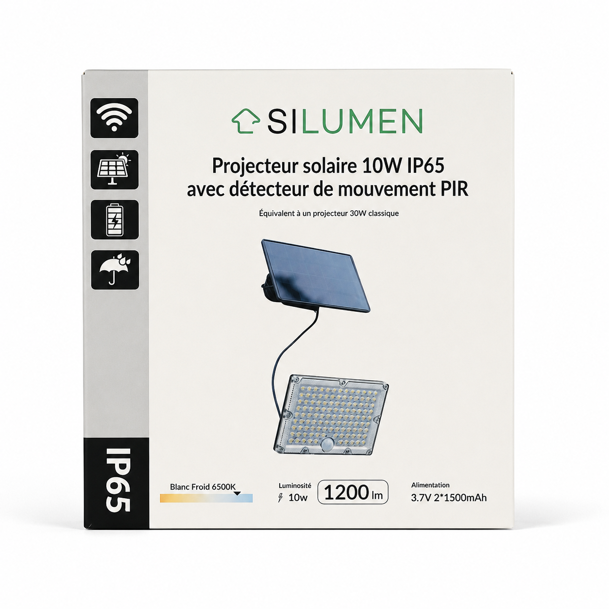 Projecteur LED solaire 10W avec détecteur de mouvement